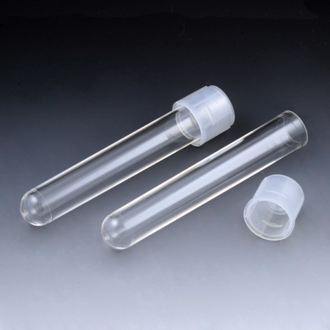 Globe Scientific Culture Tube, 12 x 75mm (5mL), PS, STERILE, Attached Dual Position Cap, 25/Bag, 20 Bags/Unit Image