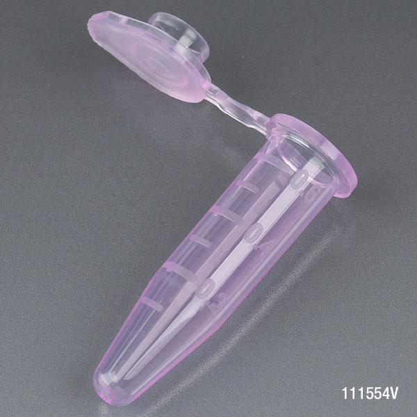 Globe Scientific Microcentrifuge Tube, 0.5mL, PP, Attached Snap Cap, Graduated, Violet, Certified: Rnase, Dnase and Pyrogen Free, 500/Stand Up Zip Lock Bag Image