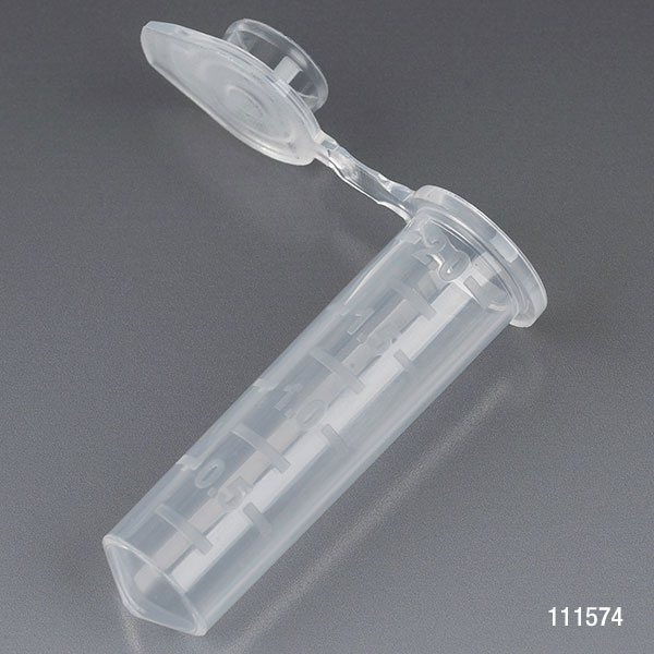 Globe Scientific Microcentrifuge Tube, 2.0mL, PP, Attached Snap Cap, Graduated, Natural, Certified: Rnase, Dnase and Pyrogen Free, 500/Stand Up Zip Lock Bag Image