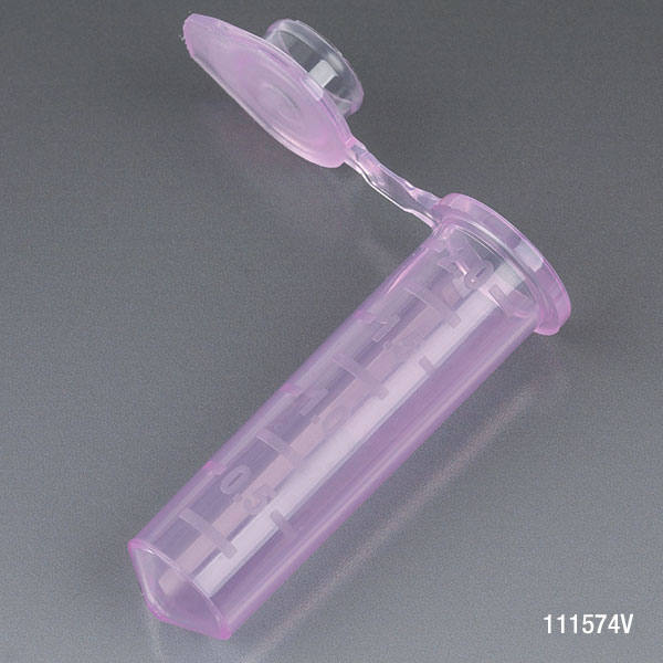 Globe Scientific Microcentrifuge Tube, 2.0mL, PP, Attached Snap Cap, Graduated, Violet, Certified: Rnase, Dnase and Pyrogen Free, 500/Stand Up Zip Lock Bag Image