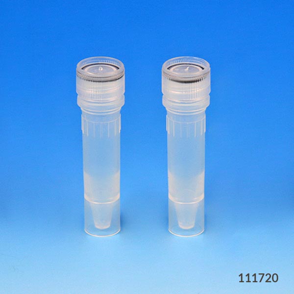 Globe Scientific Microtube, 1.5mL, Self-Standing, Attached Screw Cap for Color Insert, with O-Ring, STERILE, PP, 500/Bag, 2 Bags/Unit Image