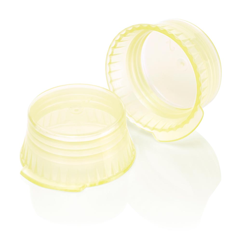 Globe Scientific Snap Cap, Translucent Yellow, PE, for 16mm Glass and Evacuated tubes Image