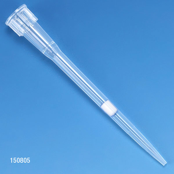 Globe Scientific Filter Pipette Tip, 0.1 - 20uL, Certified, Universal, Low Retention, Graduated, 45mm, Natural, STERILE, 96/Rack, 10 Racks/Box Image