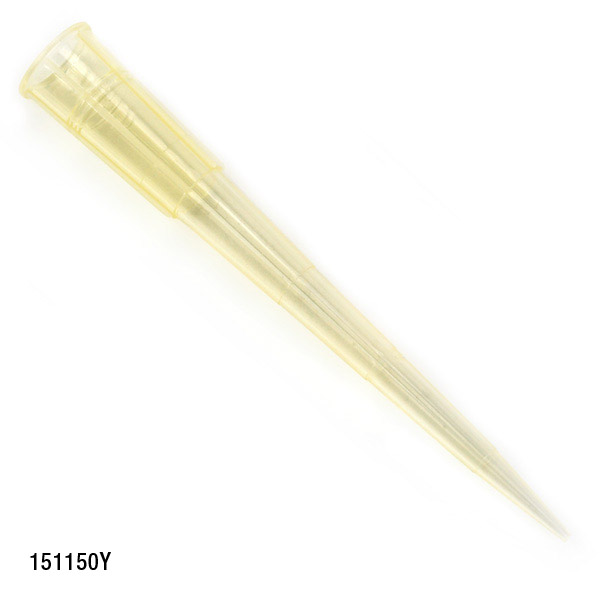 Globe Scientific Pipette Tip, 1 - 200uL, Certified, Universal, Graduated, Yellow, 54mm, 1000/Stand-Up Resealable Bag Image