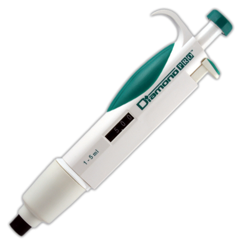 Globe Scientific Pipette, Diamond PRO, Adjustable Volume, 1000 - 5000uL (1-5mL), Light Green Image