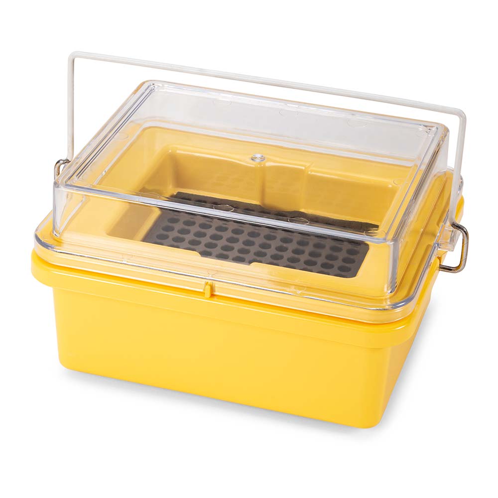 Globe Scientific CryoCool Mini Cooler, -20?C, 96-Place (8x12) for 0.2mL PCR Tubes, Yellow Image