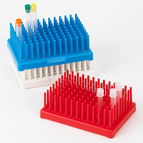 Globe Scientific Peg Tube Rack, Reinforced PP, 13mm, 96-Place (117 Pegs), Blue, 2/Pack Image