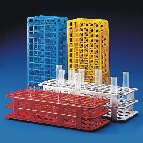 Globe Scientific Snap-N-Rack Tube Rack for 12mm and 13mm Tubes, 90-Place, PP, Yellow Image