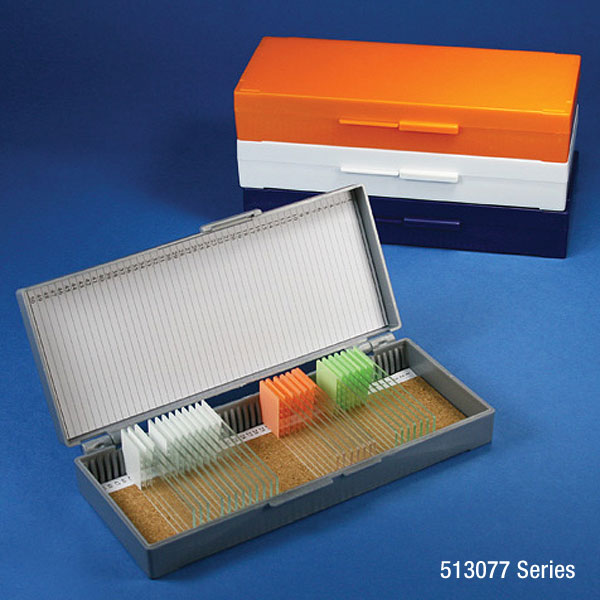 Globe Scientific Slide Box for 50 Slides, Cork Lined, Gray Image