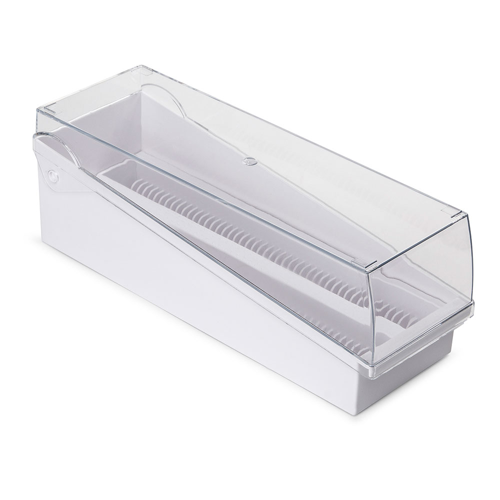 Globe Scientific Slide Storage Box with Hinged Lid and Removable Draining Tray, 100-Place for up to 200 Slides, ABS, Yellow Image