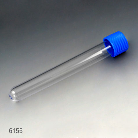 Globe Scientific Test Tube with Separate Blue Screw Cap, 16 x 120mm (15mL), PS, 125/Bag, 8 Bags/Unit Image