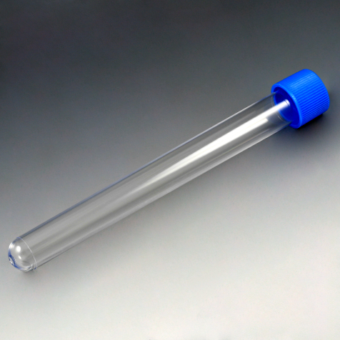 Globe Scientific Test Tube with Attached Blue Screw Cap, 16 x 150mm (20mL), PS Image