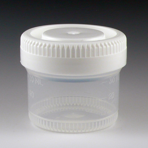 Globe Scientific Container: Tite-Rite, 60mL (2oz), PP, 48mm Opening, Graduated, with Separate White Screwcap Image