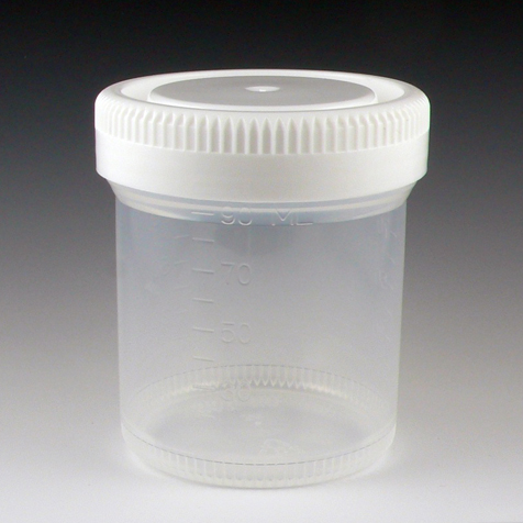 Globe Scientific Container: Tite-Rite, Wide Mouth, 90mL (3oz), PP, 53mm Opening, Graduated, with Separate White Screwcap Image