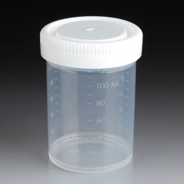 Globe Scientific Container: Tite-Rite, 120mL (4oz), PP, 53mm Opening, Graduated, with Separate White Screwcap Image