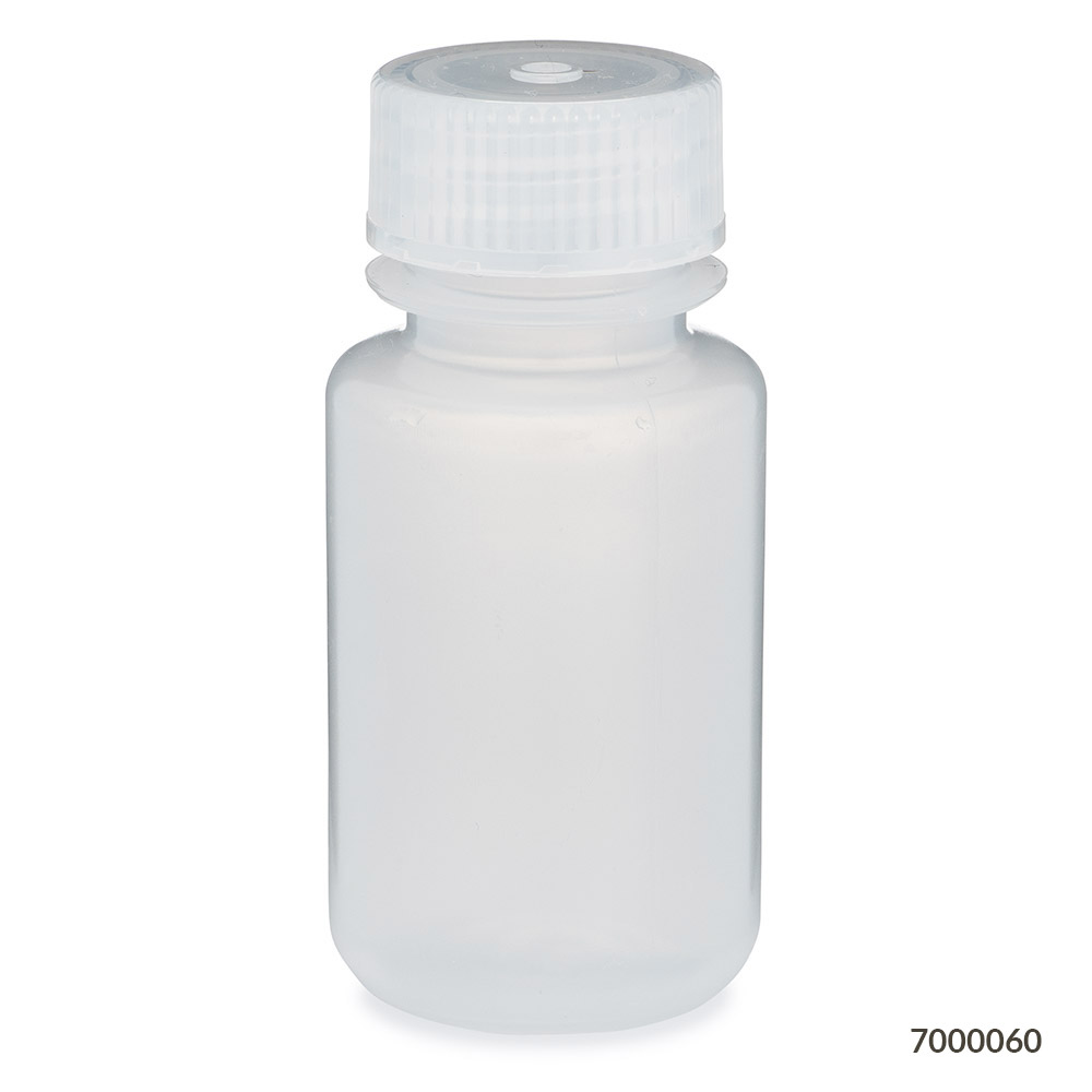 Globe Scientific Bottle, Wide Mouth, PP Bottle, Attached PP Screw Cap, 60mL, 12/Pack Image