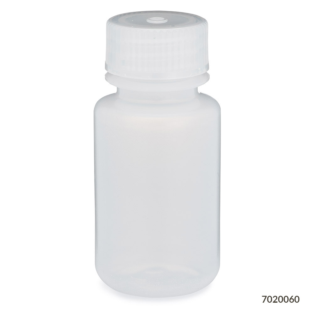 Globe Scientific Bottle, Wide Mouth, LDPE Bottle, Attached PP Screw Cap, 60mL, 12/Pack Image