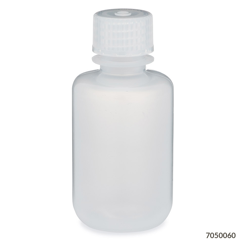 Globe Scientific Bottle, Narrow Mouth, PP Bottle, Attached PP Screw Cap, 60mL, 12/Pack Image