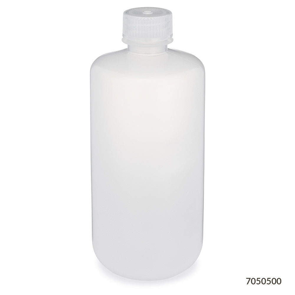 Globe Scientific Bottle, Narrow Mouth, PP Bottle, Attached PP Screw Cap, 500mL, 12/Pack Image