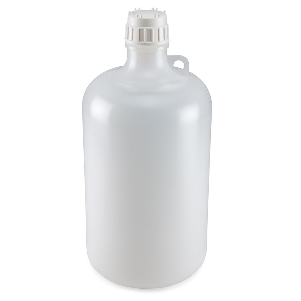 Globe Scientific Bottle, Narrow Mouth, LDPE Bottle, Attached PP Screw Cap, 8 Litres (2 Gallons) Image