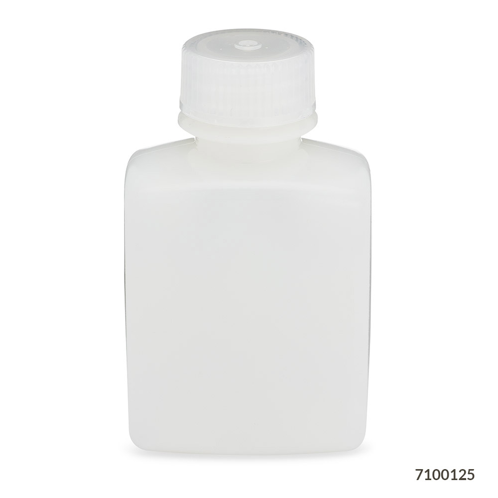 Globe Scientific Bottle, Rectangular, HDPE Bottle, 28mm PP Screw Cap, 125mL (4oz), 12/Pack Image