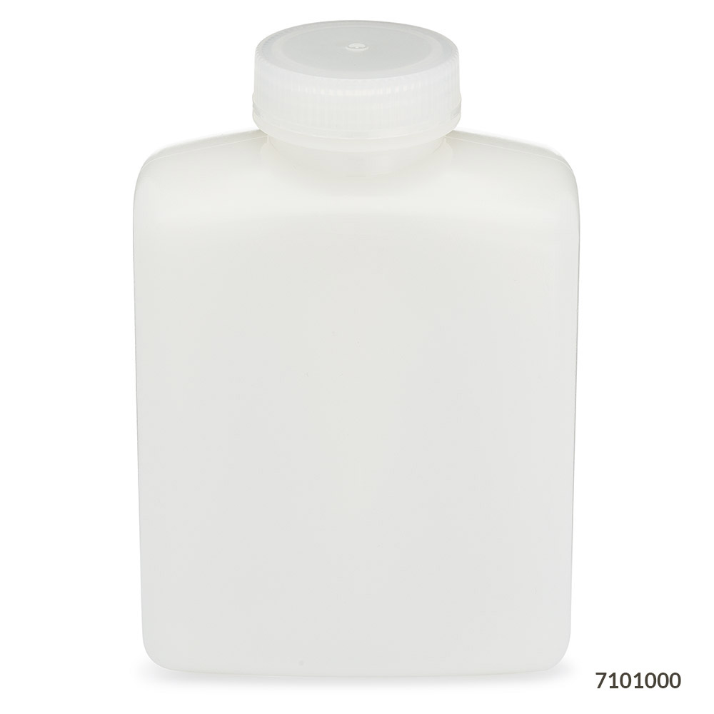 Globe Scientific Bottle, Rectangular, HDPE Bottle, 53mm PP Screw Cap, 1000mL (32oz), 6/Pack Image