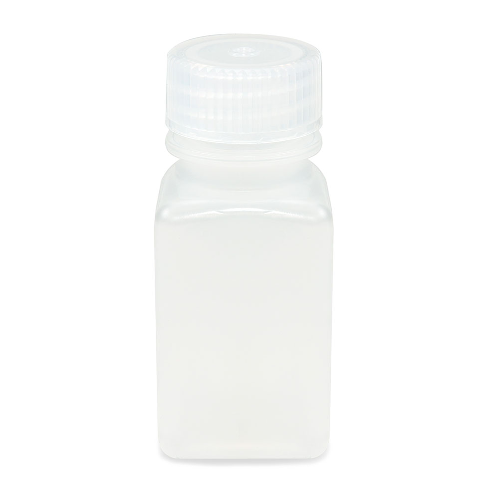 Globe Scientific Bottle, Wide Mouth, Square, PP, Attached PP Screw Cap, 60mL, 12/Pack Image