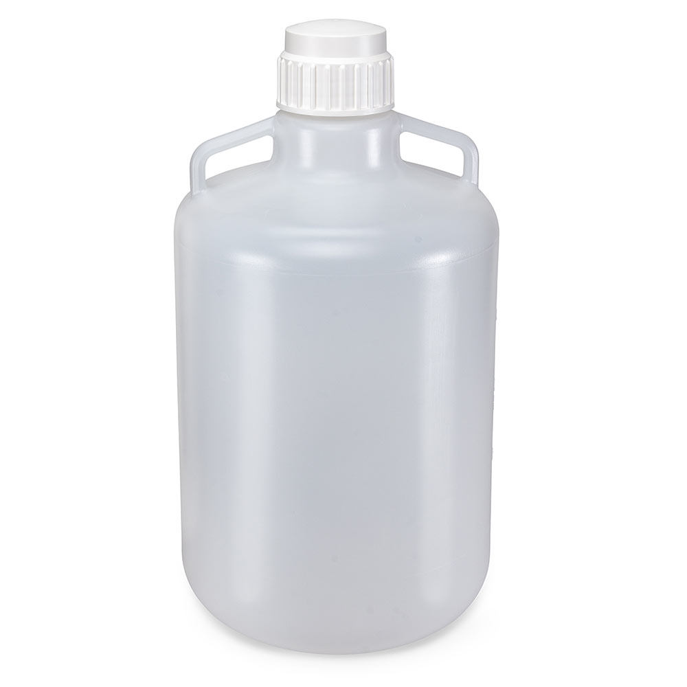 Globe Scientific Carboy, Round with Handles, LDPE, White PP Screwcap, 20 Liter, Molded Graduations Image