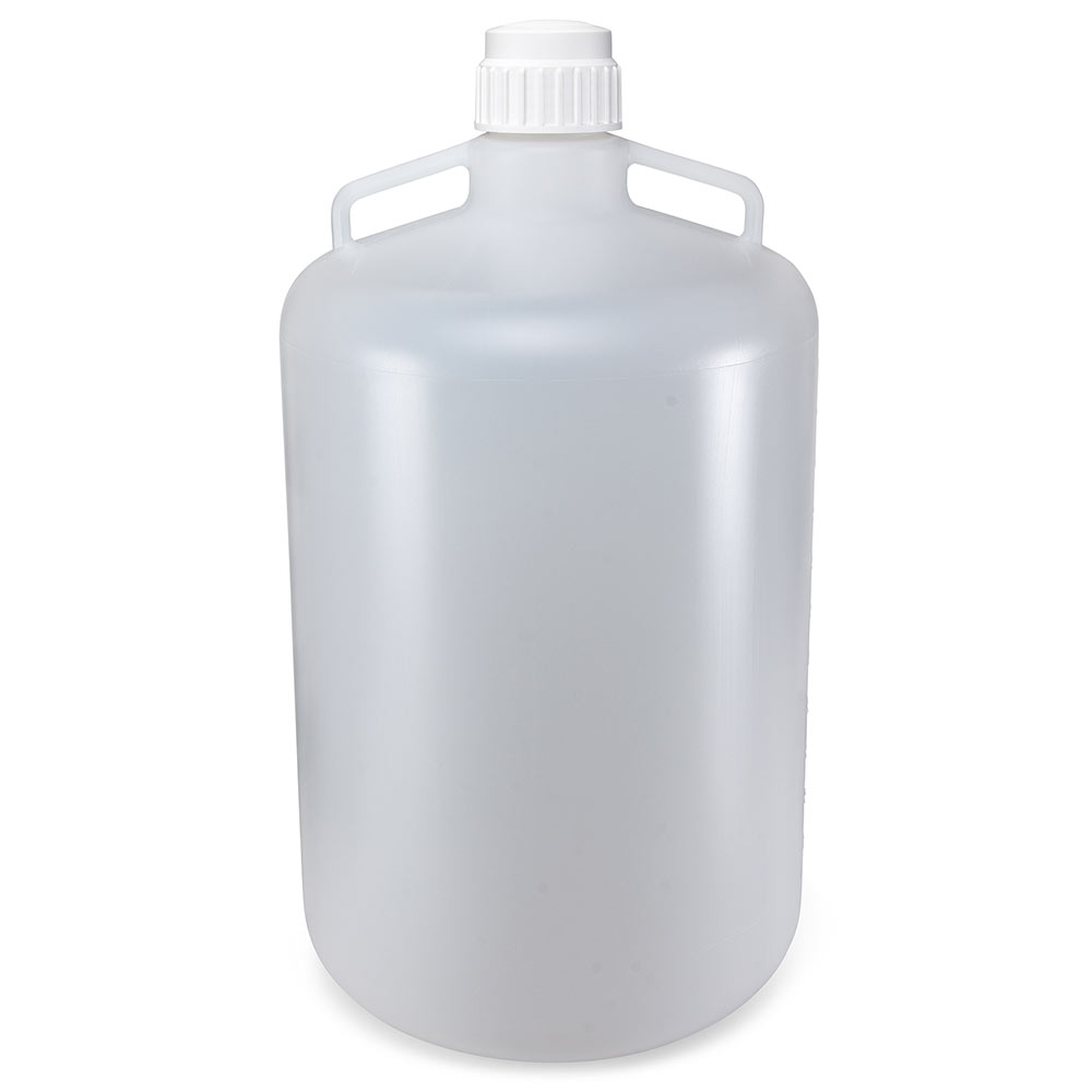 Globe Scientific Carboy, Round with Handles, HDPE, White PP Screwcap, 50 Liter, Molded Graduations Image