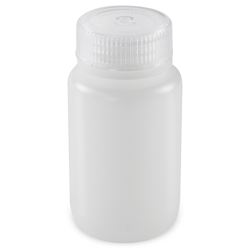 Globe Scientific Bottle, Wide Mouth, Round, HDPE with PP Closure, 125mL, Bulk Packed with Bottles and Caps Bagged Separately, 500/Case Image