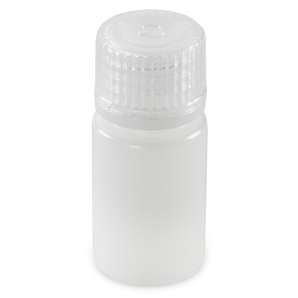 Globe Scientific Bottle, Narrow Mouth, Boston Round, HDPE with PP Closure, 15mL, Bulk Packed with Bottles and Caps Bagged Separately, 2000/Case Image