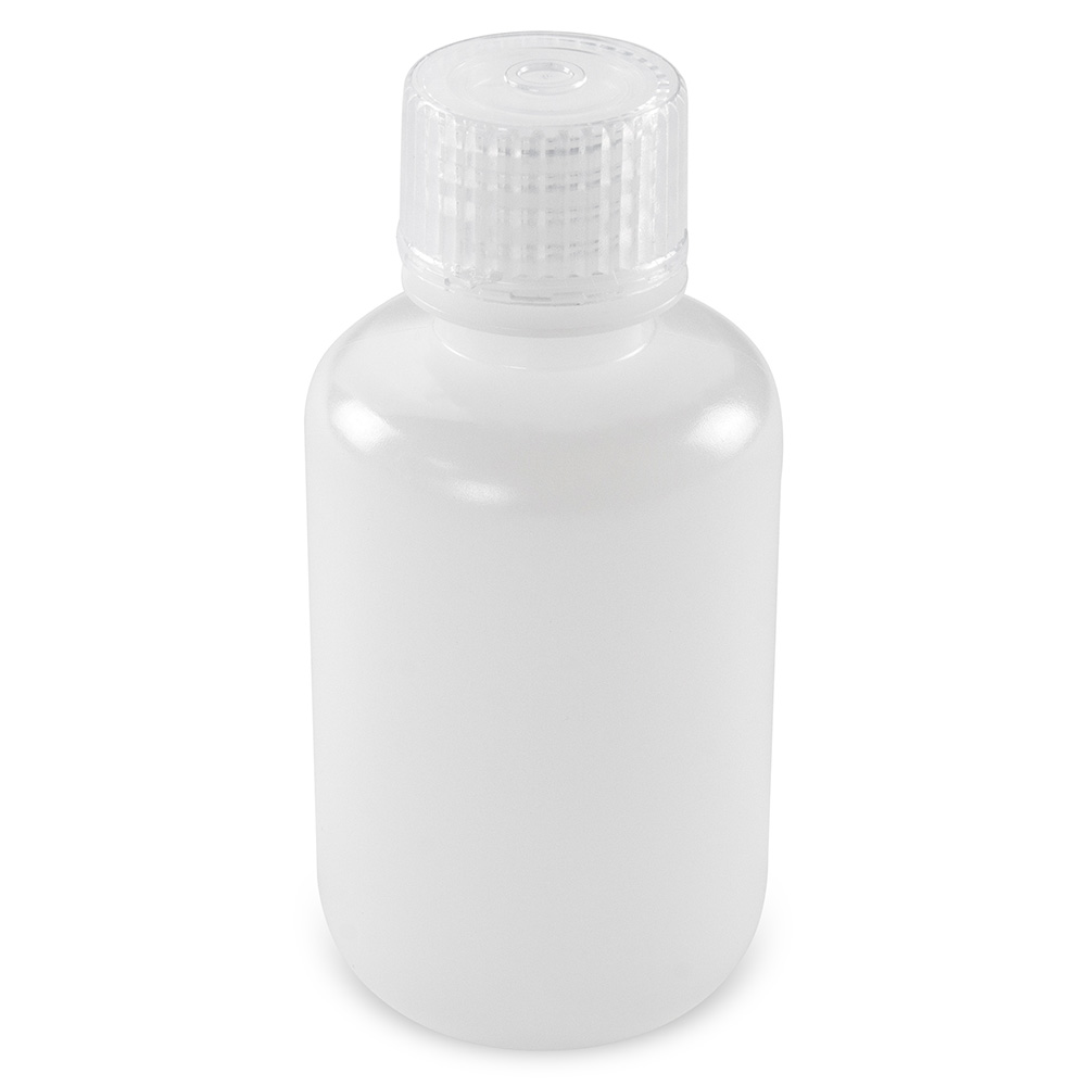 Globe Scientific Bottle, Narrow Mouth, Boston Round, HDPE with PP Closure, 60mL, Bulk Packed with Bottles and Caps Bagged Separately, 1000/Case Image