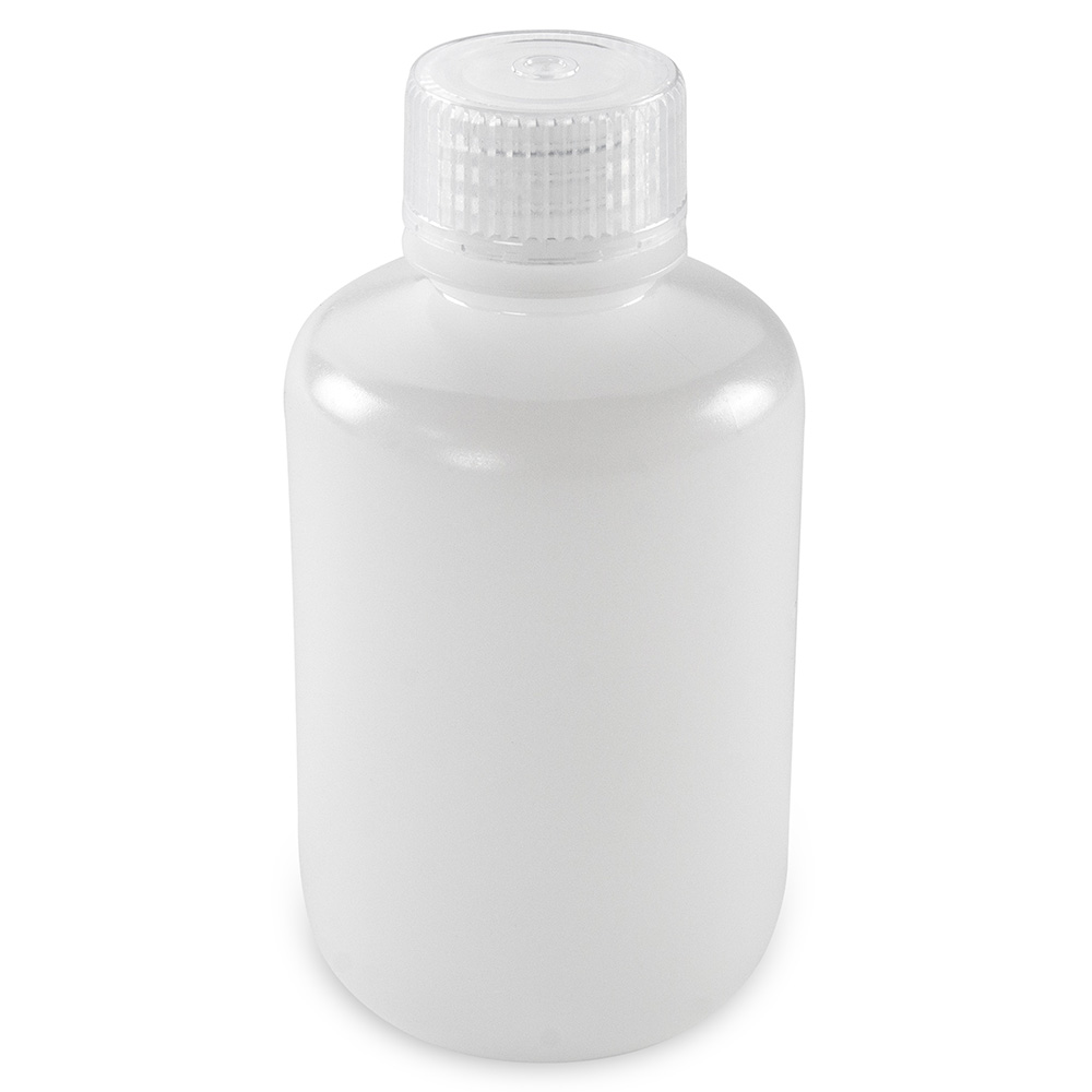 Globe Scientific Bottle, Narrow Mouth, Boston Round, HDPE with PP Closure, 125mL, Bulk Packed with Bottles and Caps Bagged Separately, 500/Case Image