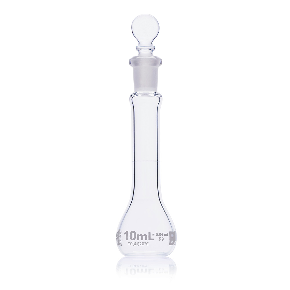 Globe Scientific Flask, Volumetric , Globe Glass, 10mL, Class B, To Contain (TC), ASTME288, 6/Box Image