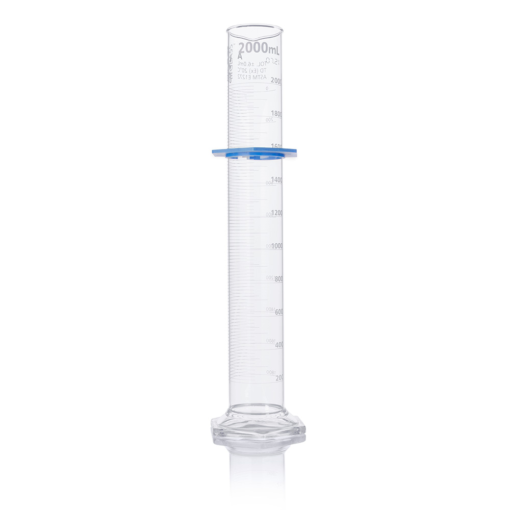 Globe Scientific Cylinder, Graduated, Globe Glass, 2000mL, Class A, To Deliver (TD), Dual Grads, ASTM E1272, 1/Box Image