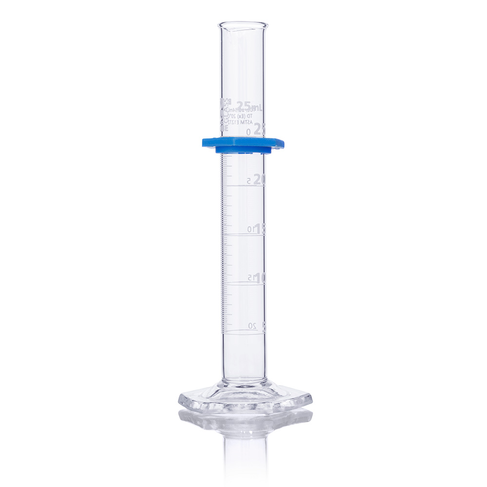 Globe Scientific Cylinder, Graduated, Globe Glass, 25mL, Class B, To Deliver (TD), Dual Grads, ASTM E1272, 4/Box Image