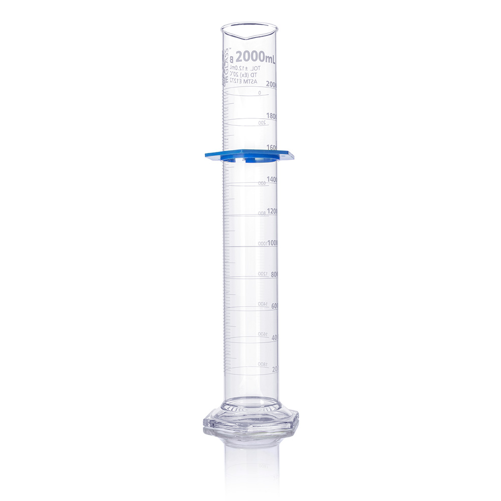 Globe Scientific Cylinder, Graduated, Globe Glass, 2000mL, Class B, To Deliver (TD), Dual Grads, ASTM E1272, 1/Box Image