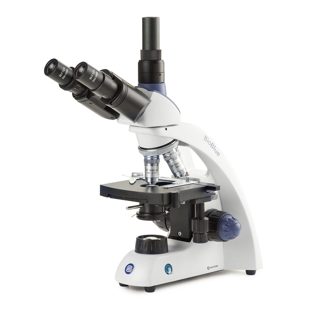 Globe Scientific BioBlue trinocular microscope SMP 4/10/S40/S100x oil objectives with mechanical stage and 1W NeoLED? cordless illumination Image