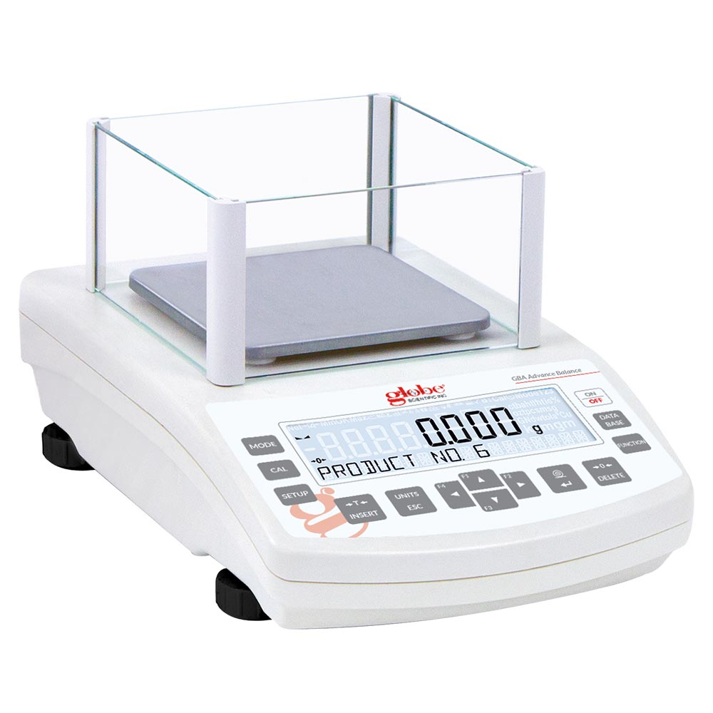 Globe Scientific Balance, Precision, 1000g X 1mg, Internal Calibration, 100-240V, 50-60Hz, External Batteries, Includes ISO/IEC 17025:2017 Caibration Certificate Image