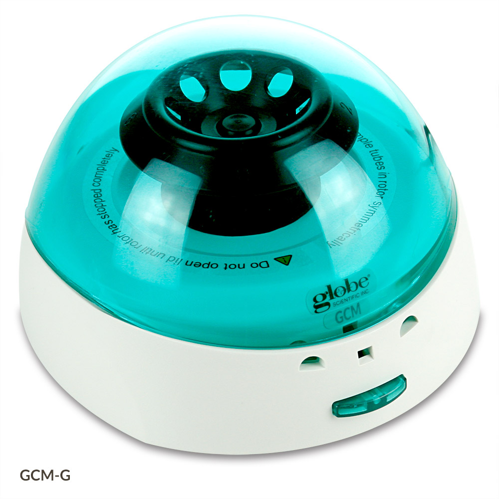 Globe Scientific Centrifuge, Mini, 8-Place, 7000rpm Fixed Speed, 240v, 50Hz, EU Plug, Green Lid (Includes: 8-Place Rotor for 1.5mL/2.0mL Tubes, 2 x 8 Place Rotor for PCR Tubes/Strips and both Sleeves) Image