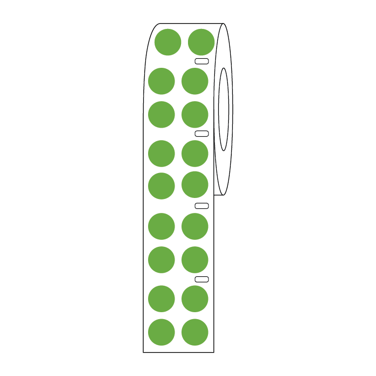 Globe Scientific Label Roll, Cryo, Direct Thermal, 13mm Dots, for 2.0mL Tubes, Green Image