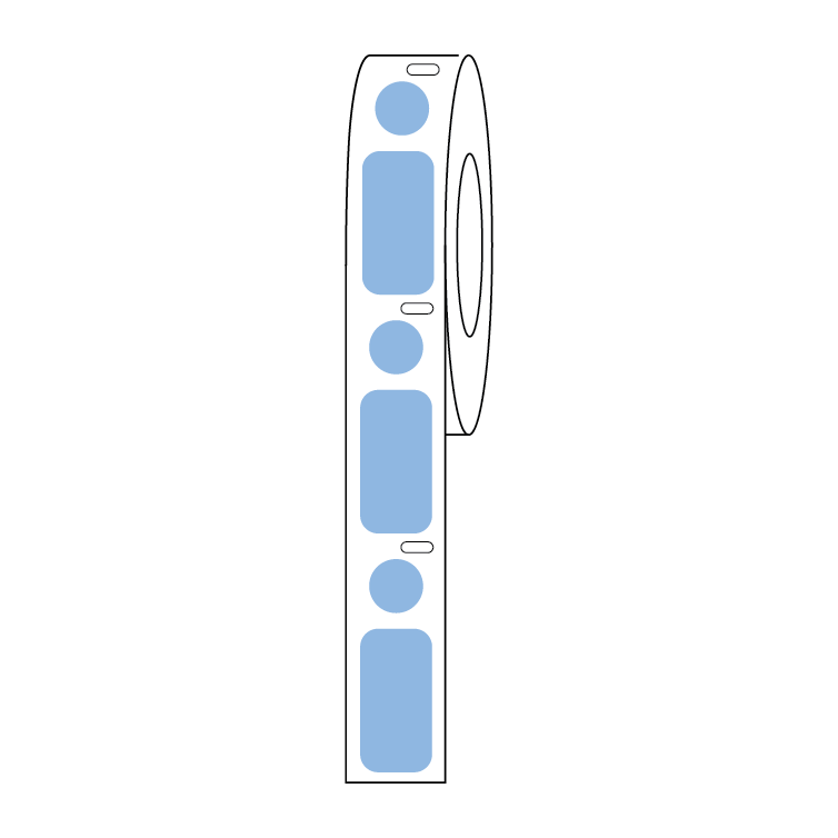 Globe Scientific Label/Dot Combo Roll, Cryo, Direct Thermal, 24x13mm & 9.5mm Dot, for 1.5mL Tubes, Blue Image