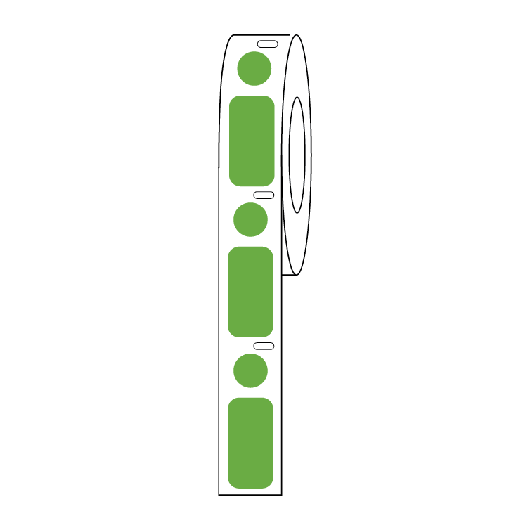 Globe Scientific Label/Dot Combo Roll, Cryo, Direct Thermal, 24x13mm & 9.5mm Dot, for 1.5mL Tubes, Green Image