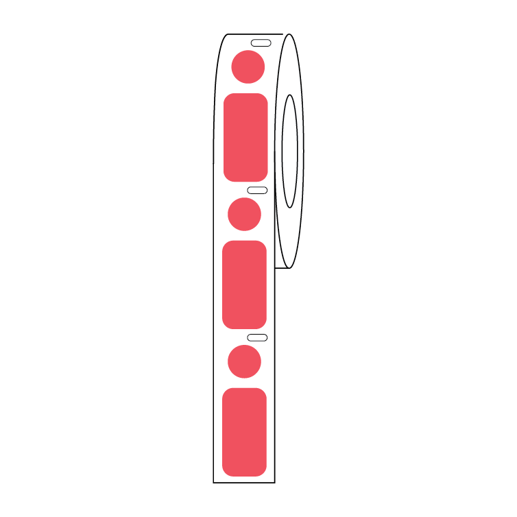 Globe Scientific Label/Dot Combo Roll, Cryo, Direct Thermal, 24x13mm & 9.5mm Dot, for 1.5mL Tubes, Red Image