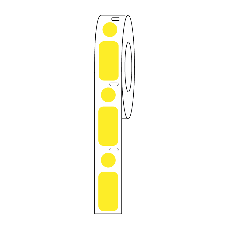 Globe Scientific Label/Dot Combo Roll, Cryo, Direct Thermal, 24x13mm & 9.5mm Dot, for 1.5mL Tubes, Yellow Image