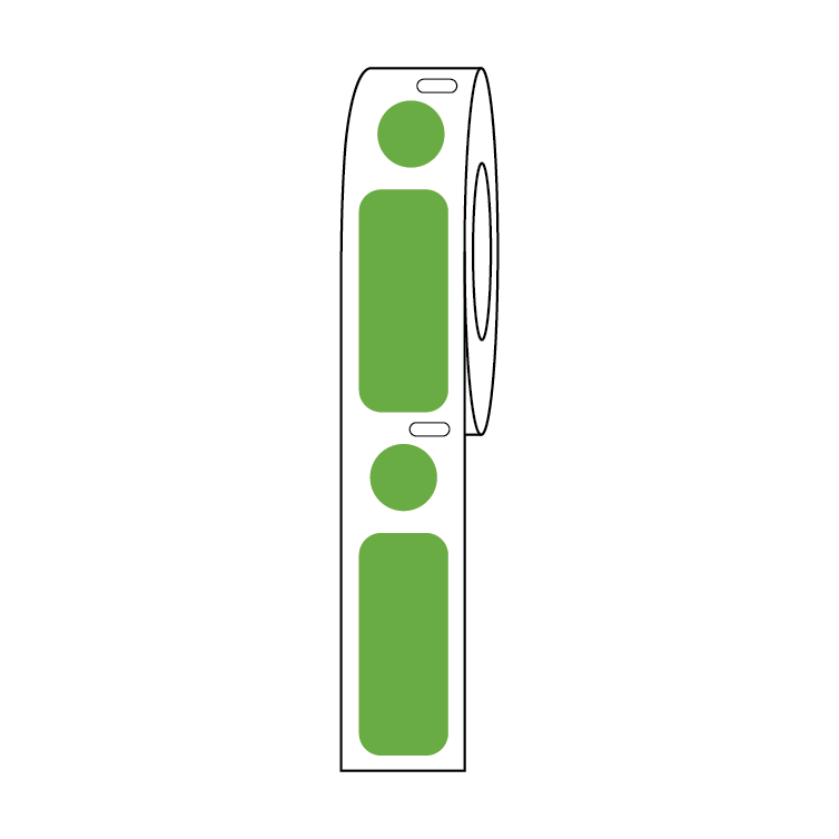 Globe Scientific Label/Dot Combo Roll, Cryo, Direct Thermal, 33x13mm & 9.5mm Dot, for 2.0mL Tubes, Green Image