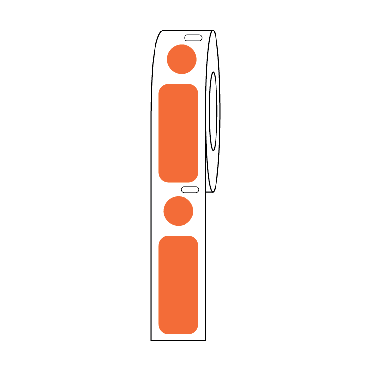 Globe Scientific Label/Dot Combo Roll, Cryo, Direct Thermal, 33x13mm & 9.5mm Dot, for 2.0mL Tubes, Orange Image