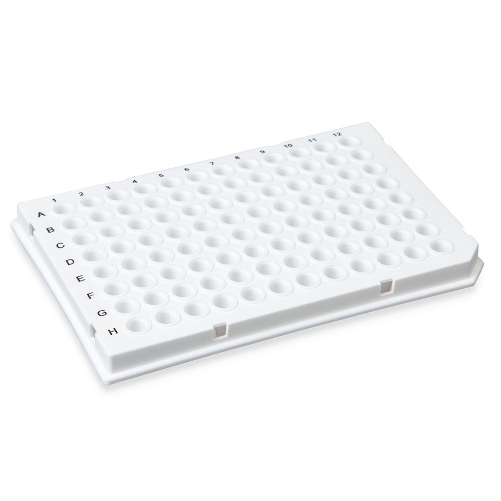 Globe Scientific 0.1mL 96-Well PCR Plate, Low Profile, Half Skirt (Light Cycler-style) White Image