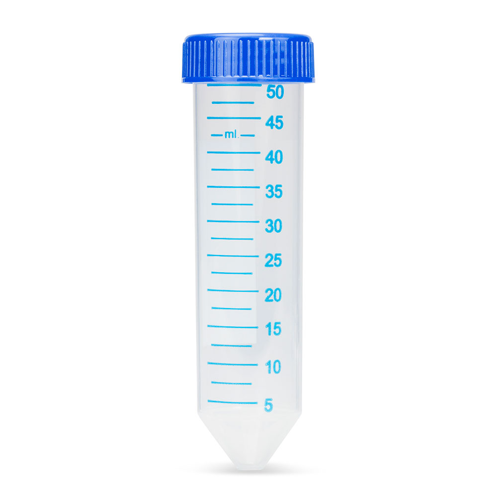 Globe Scientific Centrifuge tube, 50mL, certified blue screwcap, printed grads, 25/resealable bag Image