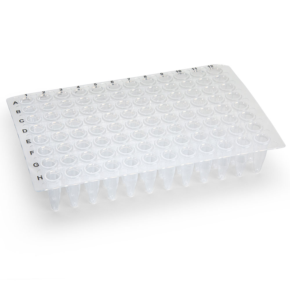 Globe Scientific 0.2mL 96-Well PCR Plate, No Skirt, Cuttable Flat Top, Clear Image